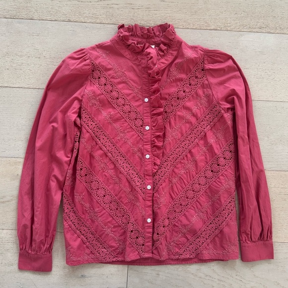 Sézane Lou Rose Shirt Blouse Sz 36 - Picture 7 of 10